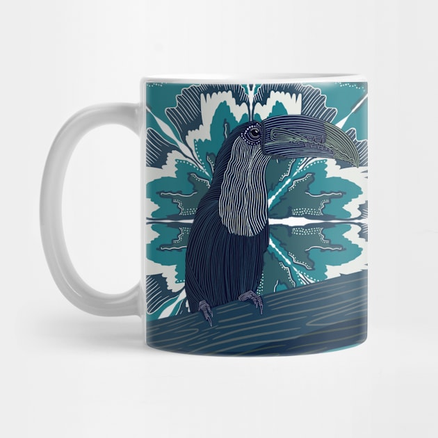 Blue Modern Abstract Toucan Bird by Suneldesigns